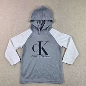 Calvin Klein Jeans Hoodie Kids 4T Gray White CK Logo Lightweight